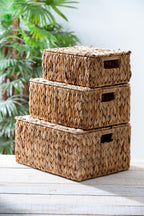 Wicker Dekoratif Kapaklı Hasır Sepet