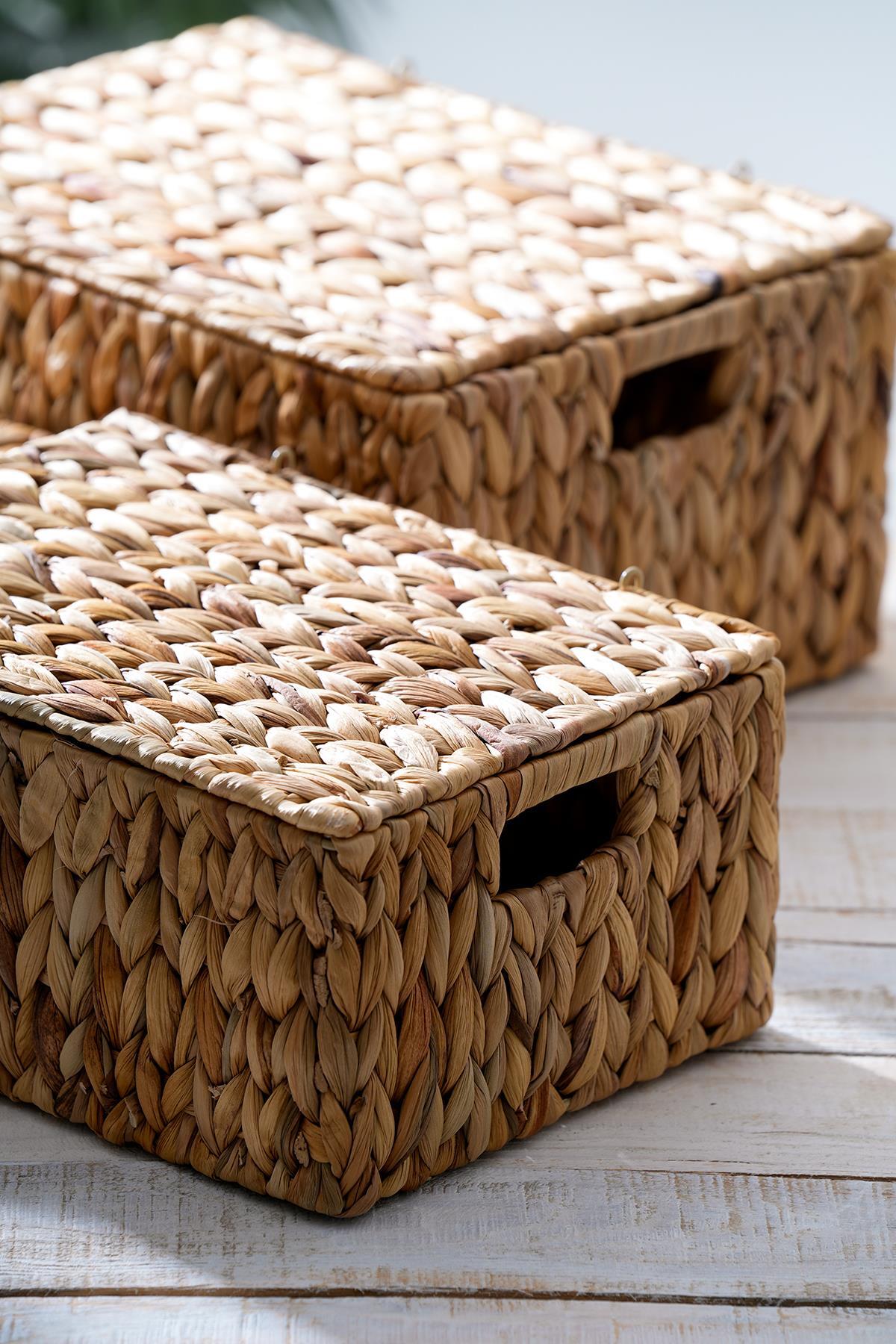 Wicker Dekoratif Kapaklı Hasır Sepet